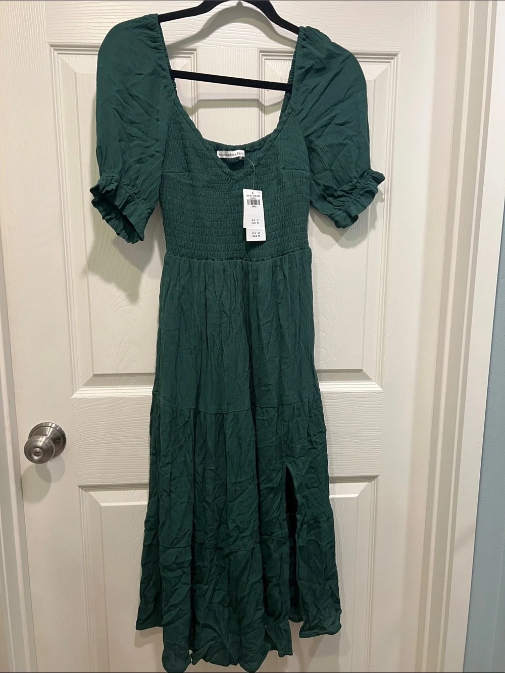 Abercrombie & Fitch Emerald Green Puff-Sleeve Maxi Dress Size Small